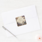 Whimsical Forest Castle bruiloft Vierkante Sticker (Envelop)