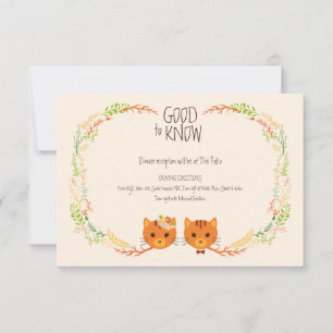 Whimsical Forest Cats (Cream) Bruiloft RSVP Kaartje