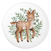 Whimsical Forest Deer Woodland Greenery Nursery Keramische Knop (Voorkant)