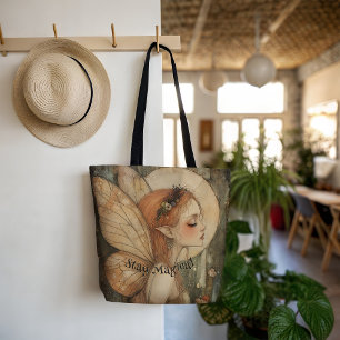 Whimsical Forest Fairy Stay met een magische quote Draagtas