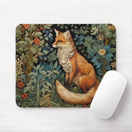 Whimsical Forest Fox  Botanische Bloemen Muismat (Met muis)