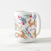 Whimsical Forest Foxes Waterverf Feestelijke loof Koffiemok (Voorkant rechts)