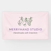 Whimsical Forest Green Stocking Garland Kerstmis Spandoek (Horizontaal)