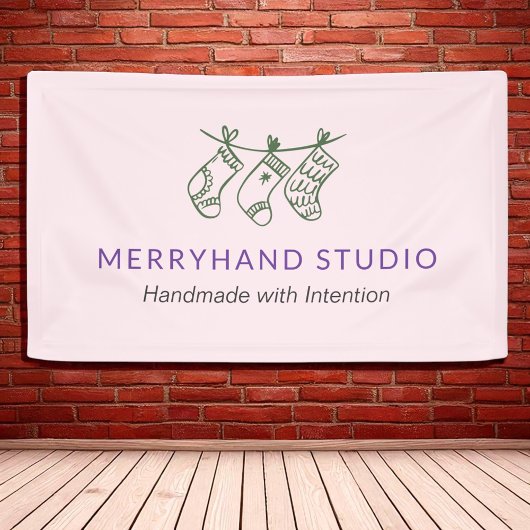 Whimsical Forest Green Stocking Garland Kerstmis Spandoek