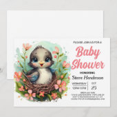 Whimsical Forest Modern Bird Baby shower Kaart (Voorkant / Achterkant)