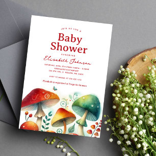 Whimsical Forest Mushroom Baby shower Kaart