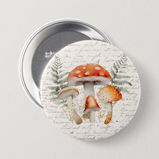 Whimsical Forest Mushroom  Boerderij Ronde Button 7,6 Cm (Voorkant /achterkant)