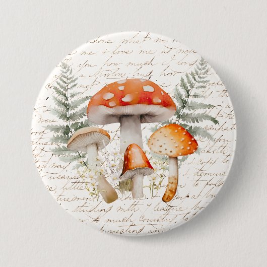 Whimsical Forest Mushroom  Boerderij Ronde Button 7,6 Cm (Voorkant)