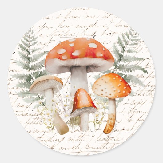 Whimsical Forest Mushroom Boerderij Ronde Sticker (Voorkant)