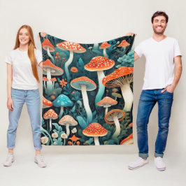 Whimsical Forest Mushrooms Illustratie Fleece Deken