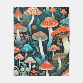 Whimsical Forest Mushrooms Illustratie Fleece Deken