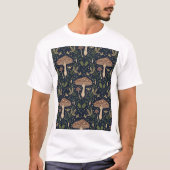 Whimsical Forest Mushrooms Seamless Botan Pattern T-shirt (Voorkant)