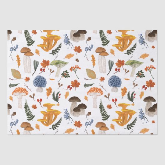 Whimsical Forest Mushrooms Waterverf Tissuepapier (Voorkant)