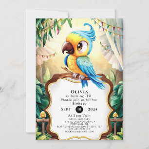 Whimsical Forest Parrot verjaardag Kaart