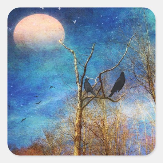 Whimsical Forest Scene Square Stickers (Voorkant)