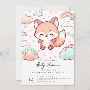 Whimsical Fox Baby shower Kaart