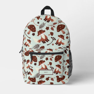 Whimsical Fox gepersonaliseerde print gesneden naa Bedrukte Rugzak