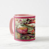 Whimsical Fox on Bicycle Floral Magic Mug (Devant gauche)