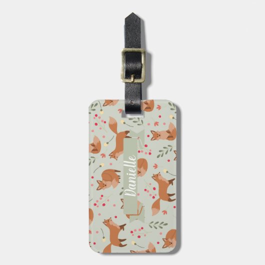 Whimsical Fox Pattern Bagagelabel (Voorkant verticaal)