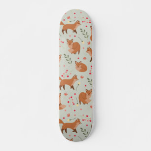 Whimsical Fox Pattern Skateboard