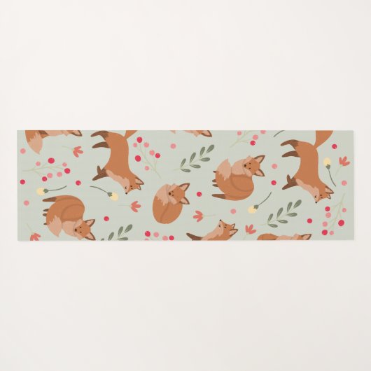 Whimsical Fox Pattern Yogamat (Achterkant (horizontaal))