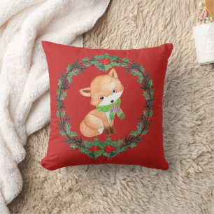 Whimsical Fox Wreath Kussen