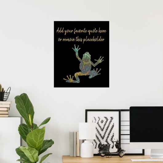 Whimsical Fractal Tree Kikker met Custom Quote Poster (Thuiskantoor)