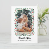 Whimsical Frame and Bow | Photo Christmas Bedankkaart (Staand voorkant)