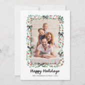 Whimsical Frame and Bow | Photo Happy Holidays Feestdagenkaart (Voorkant)