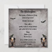 Whimsical Frankie Bride & Crow Damask Halloween Kaart (Achterkant)