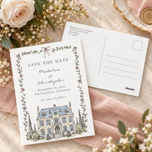 Whimsical Frans Kasteelhochzeit Save the Date Briefkaart