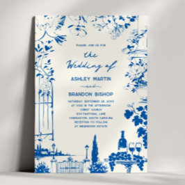Whimsical French Blue Garden Pastoral Wedding  Kaart