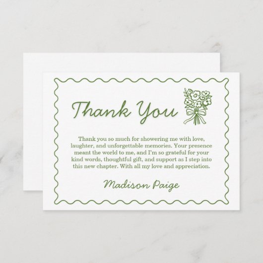 Whimsical Fresh Off de markt Groen Vrijgezellenfee Bedankkaart (Voorkant / Achterkant)