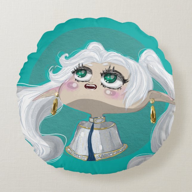 Whimsical Frieren Rond Kussen (Voorkant)