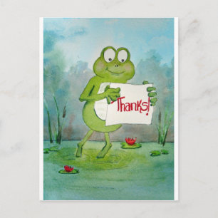 Whimsical Frog met Bedankt Bedankt Teken Grappig Briefkaart