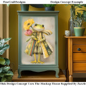 Whimsical Frog met Spring Flowers DL8L Decoupage Tissuepapier