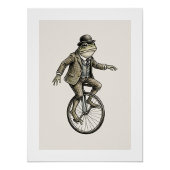 Whimsical Frog op een monocycle vintage stijl post Perfect Poster