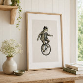 Whimsical Frog op een monocycle vintage stijl post Perfect Poster
