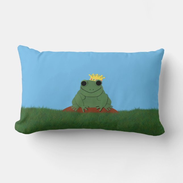 Whimsical Frog Prince met Crown Kussen (Voorkant)