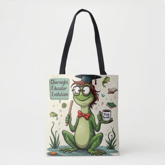 Whimsical Frog Teacher | Overnight Educator Draagtas (Voorkant)
