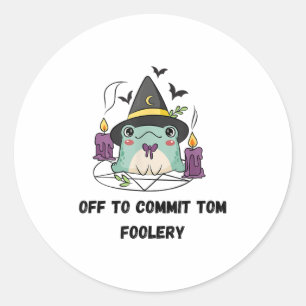Whimsical Frog Wizard gaat Tom voor gek zetten Ronde Sticker