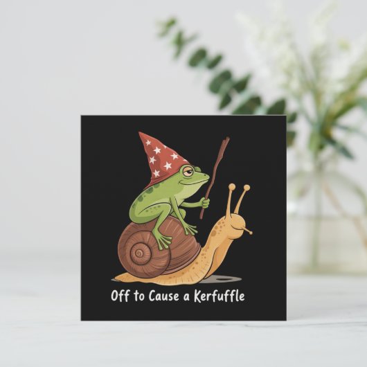 Whimsical Frog Wizard Off to Cause A Kerfuffle Kaart (Staand voorkant)