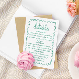 Whimsical Fun Hand Geïllustreerd Olijfgroen Lijst Informatiekaartje