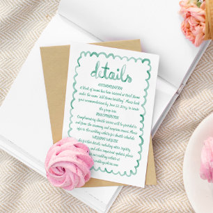 Whimsical Fun Hand Geïllustreerd Olijfgroen Lijst Informatiekaartje