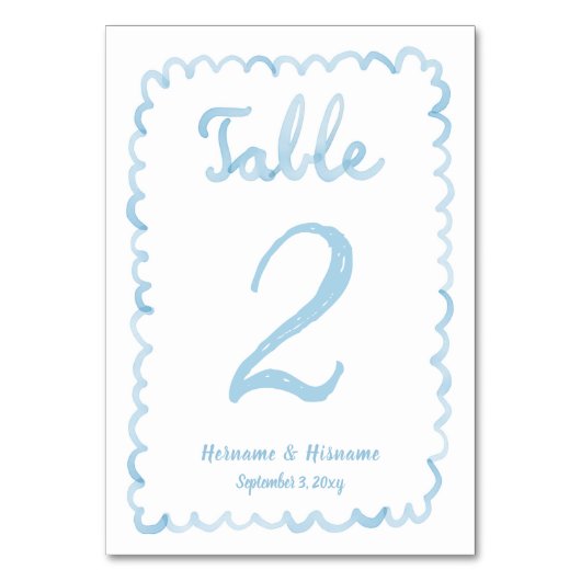 Whimsical Fun Hand Geschreven Drawn Lichtblauw Wit Kaart (Voorkant)