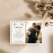 Whimsical Fun Hand getekend Frans 2 foto bruiloft Bedankkaart