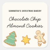 Whimsical Fun Kerstkoekje Gingerbrood Vierkante Sticker (Voorkant)
