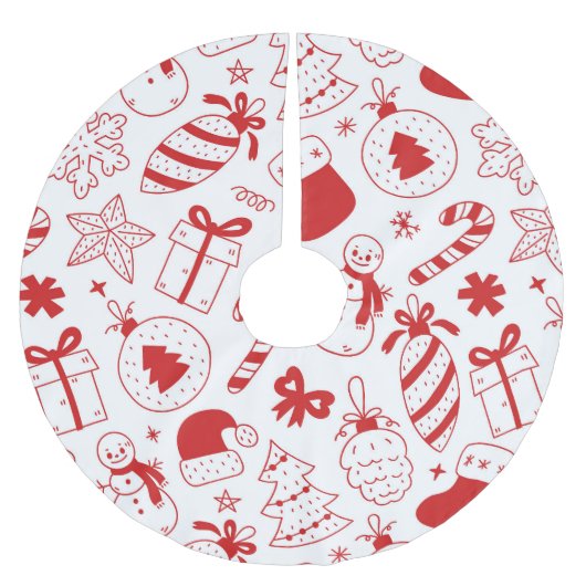 Whimsical, Fun Red & White Christmas Kerstboom Rok (Voorkant)
