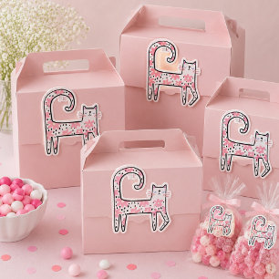 Whimsical Fun Roze Bloemenkleed Kat Think Pink Sticker