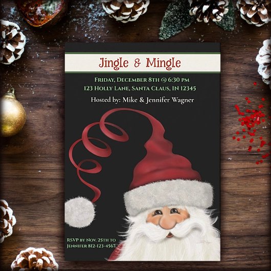 Whimsical Fun Santa Custom Rood Groen Kerstmis Kaart